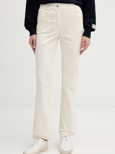 Sisley spodnie sztruksowe kolor beżowy proste high waist 46C2LE02W - zdjęcie produktu nr 1