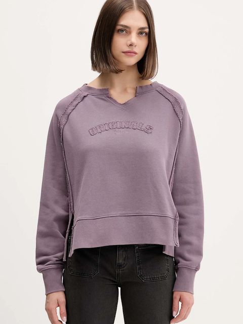 Guess Originals bluza bawełniana damska kolor fioletowy z aplikacją W5BQ27 KCPR1 - zdjęcie produktu nr 1