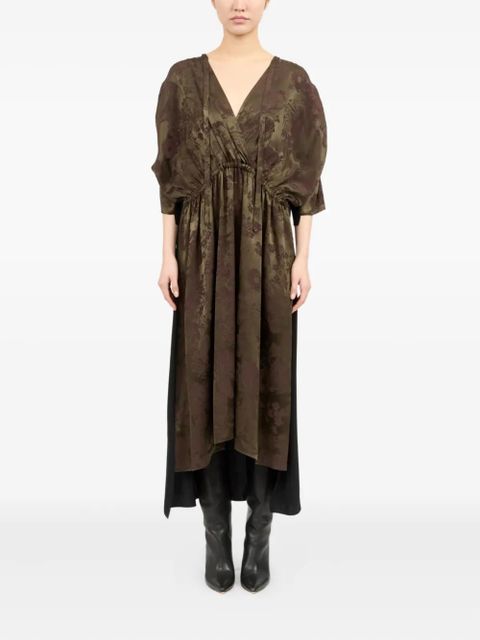 MM6 Maison Margiela floral-print gathered midi dress - Brown - zdjęcie produktu nr 2