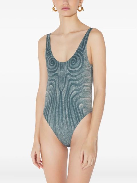 Jean Paul Gaultier spiral-print swimsuit - Blue