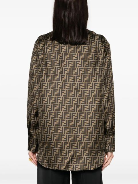 FENDI FF-logo print silk shirt - Brown - zdjęcie produktu nr 2