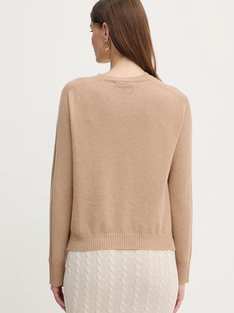 Twinset sweter wełniany damski kolor beżowy lekki 252TP3495