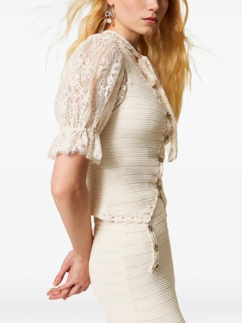 TWINSET crochet-trim knitted waistcoat - White