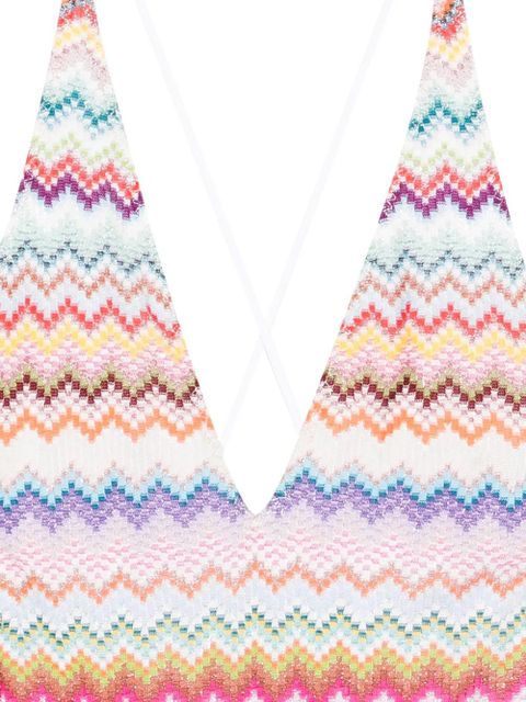 Missoni zigzag-pattern cross-back swimsuit - White