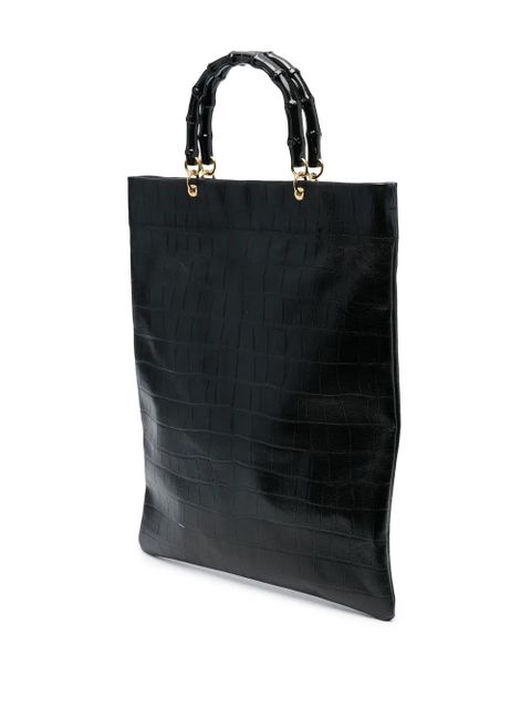 Jil Sander crocodile-effect leather tote - Black