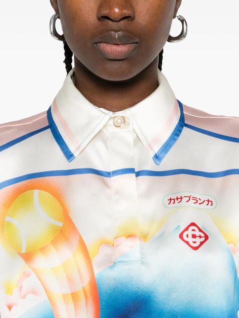 Casablanca printed silk top - White