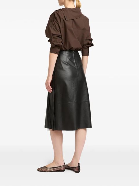 Yves Salomon fringed leather wrap skirt - Black