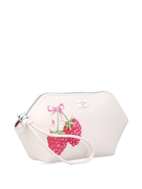 GANNI Bou raspberry-print pouch - Neutrals
