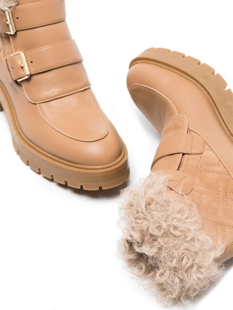 Aquazzura Ryan faux-fur buckle-strap boots - Neutrals