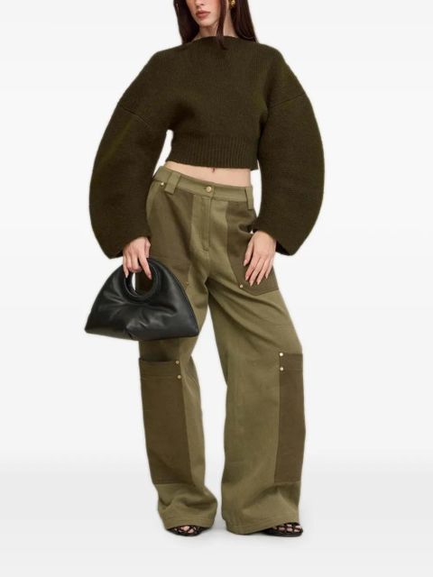 Cult Gaia Ella balloon-sleeve ribbed-knit sweater - Green - zdjęcie produktu nr 1