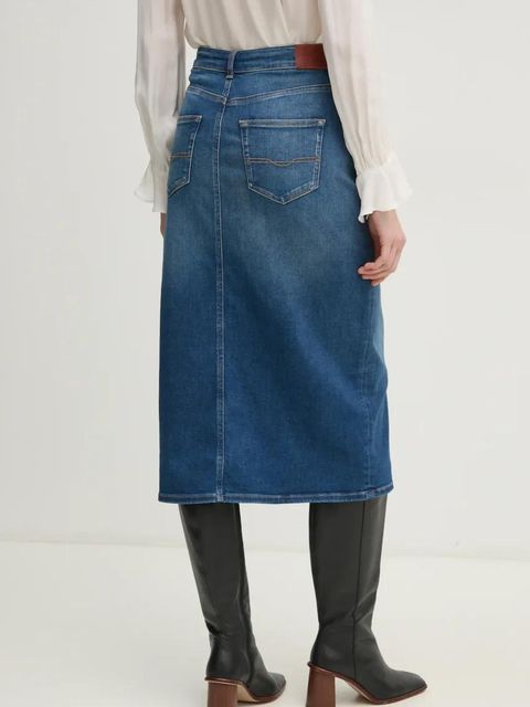 Pepe Jeans spódnica jeansowa MIDI SKIRT HW kolor niebieski midi ołówkowa PL901186IA0