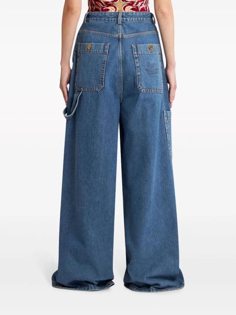 ETRO Pegaso-embroidery wide-leg jeans - Blue