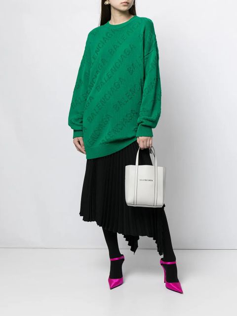 Balenciaga logo-intarsia oversized jumper - Green - zdjęcie produktu nr 2