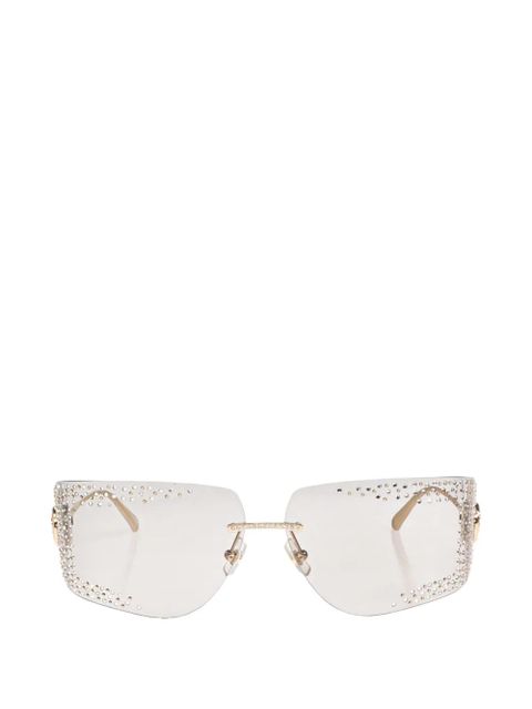 Jimmy Choo crystal-embellished rimless sunglasses - Brown - zdjęcie produktu nr 1