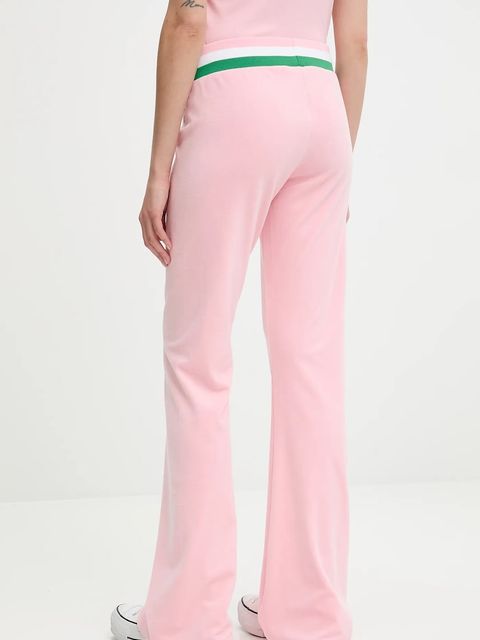Juicy Couture spodnie dresowe welurowe CHRISTINE STRIPE LOW RISE damskie kolor różowy gładkie JCWBJ225352