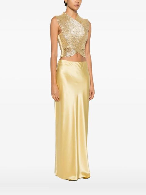 Cult Gaia Haisley beaded crossover top - Gold