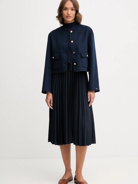 Tommy Hilfiger kurtka z wełną kolor granatowy WW0WW47446