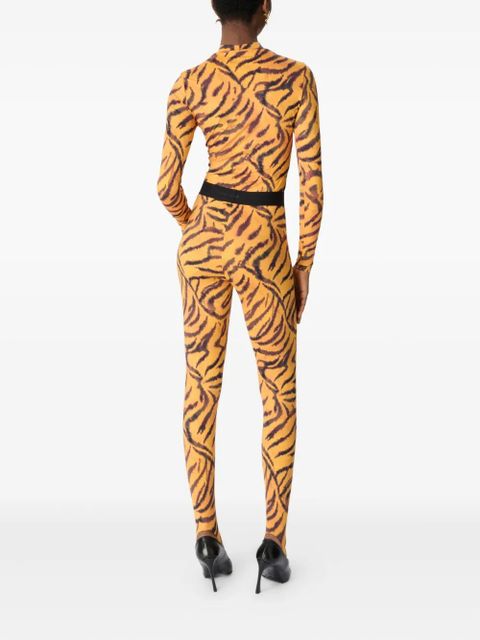 Marine Serre tiger-print turtleneck top - Orange