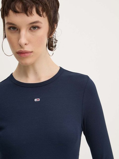 Tommy Jeans longsleeve kolor granatowy DW0DW17387