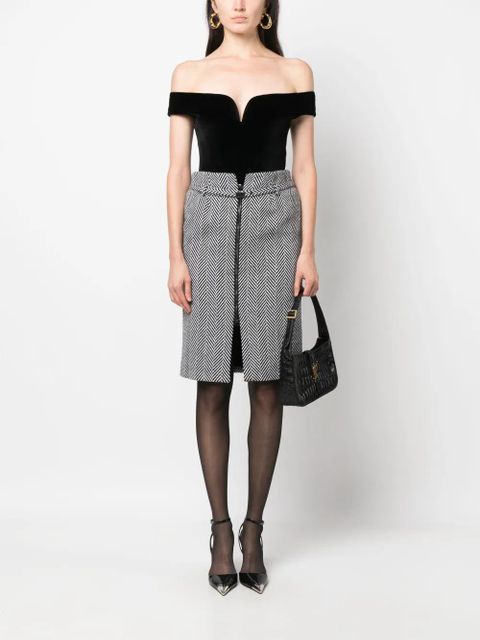 TOM FORD chevron-pattern midi pencil skirt - Black