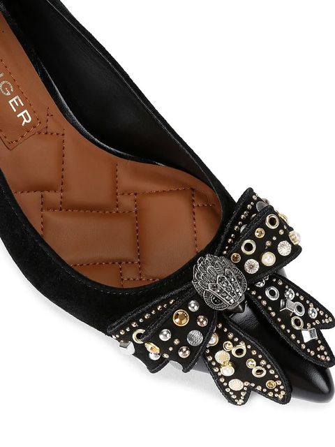 Kurt Geiger London szpilki zamszowe Belgravia Stud Bow kolor czarny 4710905309 - zdjęcie produktu nr 2