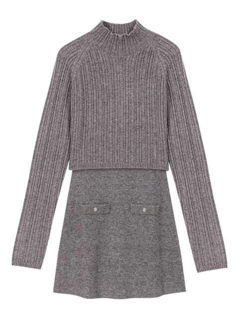 Maje layered mini sweater dress - Grey - zdjęcie produktu nr 1