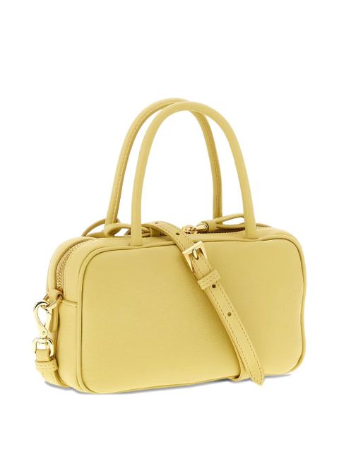 Prada Baulett logo-plaque leather tote bag - Yellow