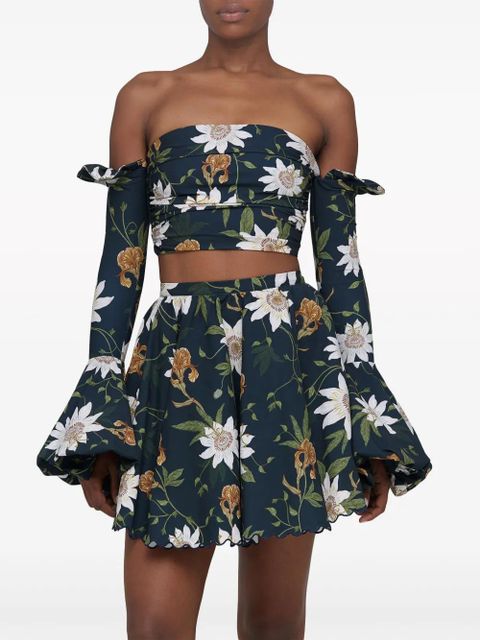 Agua By Agua Bendita Leonora Pasiflora flared skirt - Blue