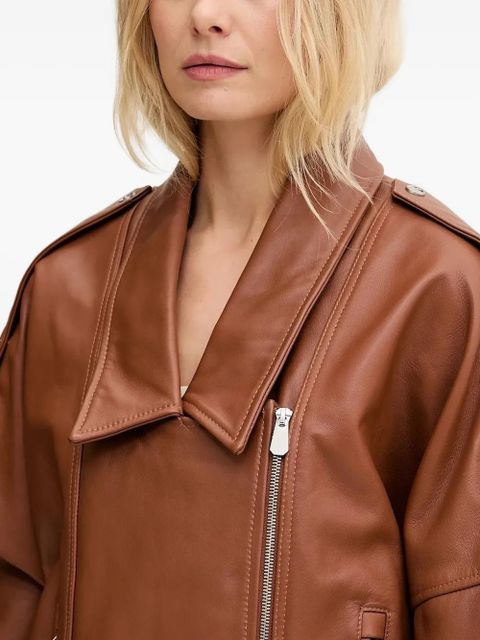 PINKO belted leather jacket - Brown - zdjęcie produktu nr 2