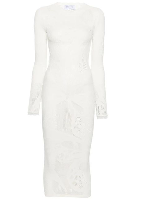Blumarine lace-trim panelled midi dress - Neutrals - zdjęcie produktu nr 1