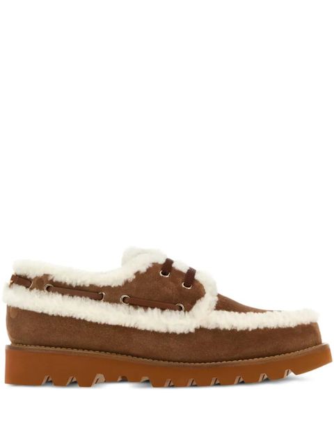 Valentino Garavani shearling-trimmed suede loafers - Brown - zdjęcie produktu nr 1
