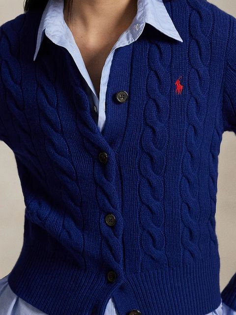 Polo Ralph Lauren kardigan wełniany damski kolor granatowy lekki 211972104015