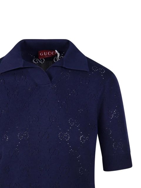 Gucci GG pointelle polo top - Blue