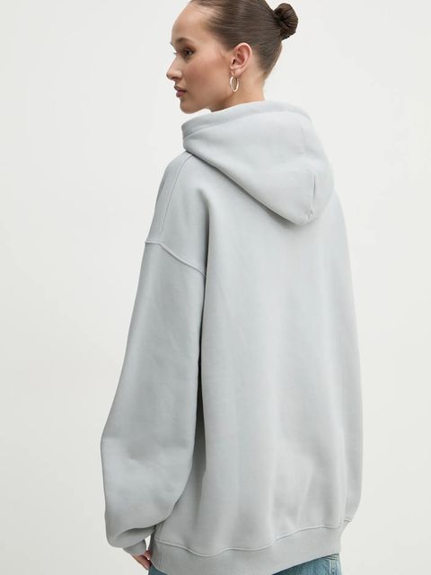 Rotate bluza bawełniana damska kolor szary z kapturem gładka 1134262387
