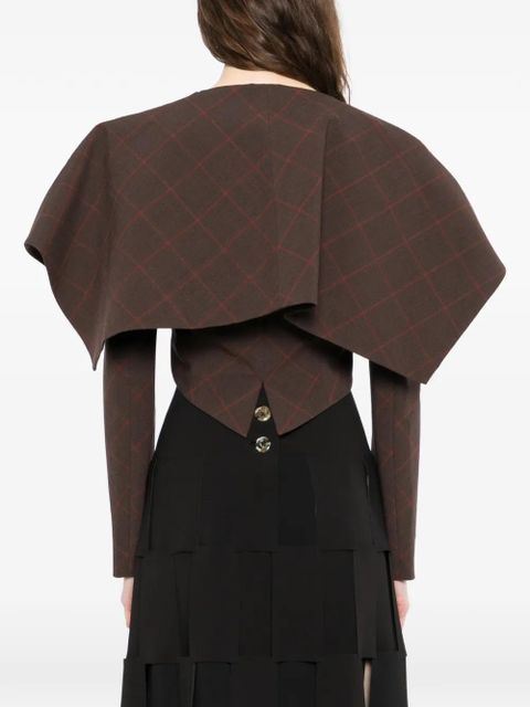 A.W.A.K.E. Mode collar crop jacket - Brown