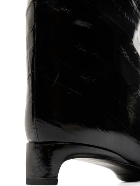 LouLou de Saison 35mm Joan eel-effect leather beveled-toe boots - Black