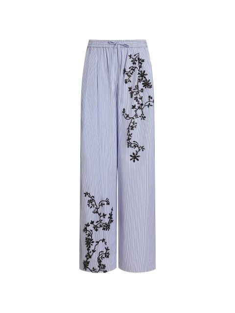 Dolce & Gabbana striped poplin trousers with flowers embroidery - Blue - zdjęcie produktu nr 1