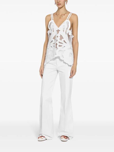 Dolce & Gabbana cut-out detailed cotton top - White