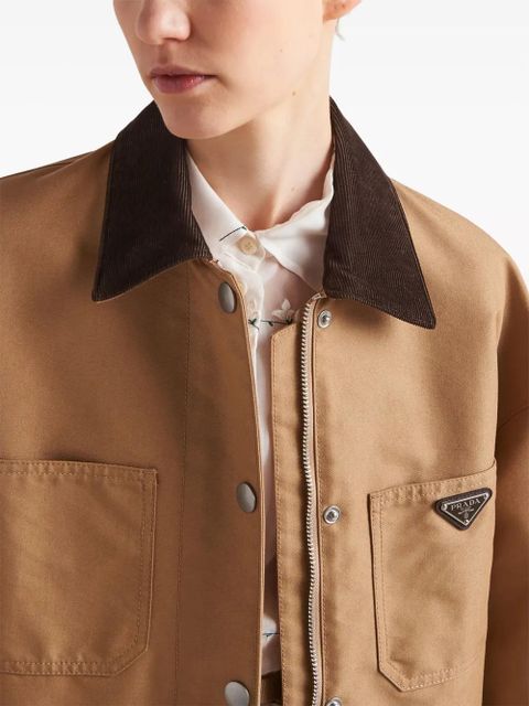 Prada triangle-logo canvas blouson jacket - Brown