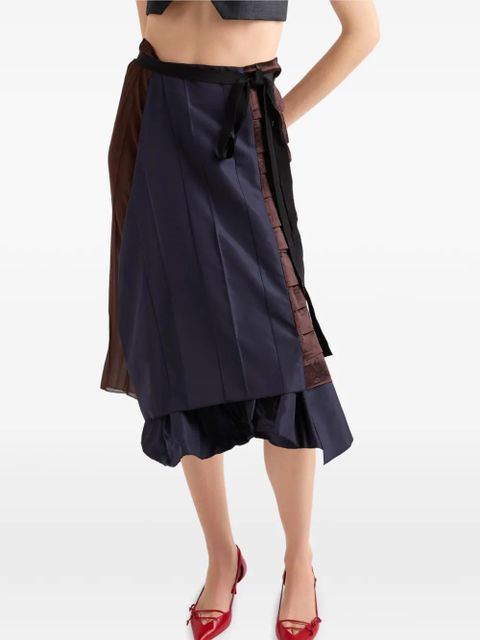 Prada faille patchwork midi skirt - Blue