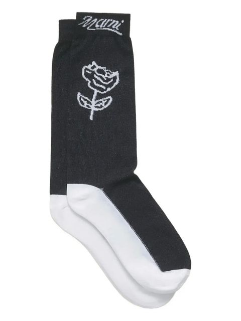 Marni rose-jacquard socks - Black - zdjęcie produktu nr 1