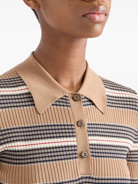 Prada cotton ribbed polo shirt - Neutrals
