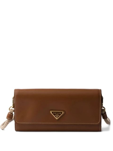 Prada leather wallet with shoulder strap - Brown - zdjęcie produktu nr 1