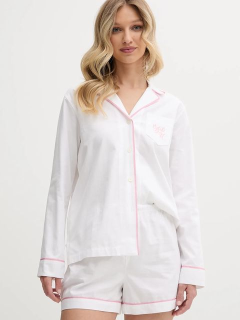 Lauren Ralph Lauren piżama bawełniana damska kolor biały bawełniana ILN12417