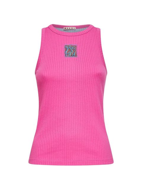 Marni embroidered ribbed top - Pink - zdjęcie produktu nr 1