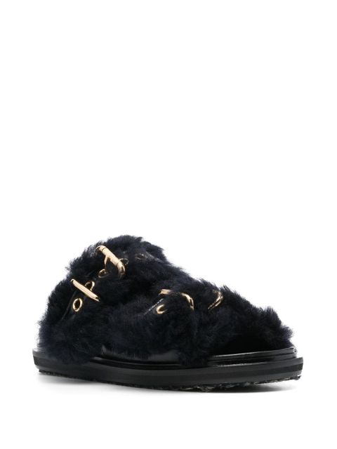 Marni Fussbett shearling slides - Black - zdjęcie produktu nr 2