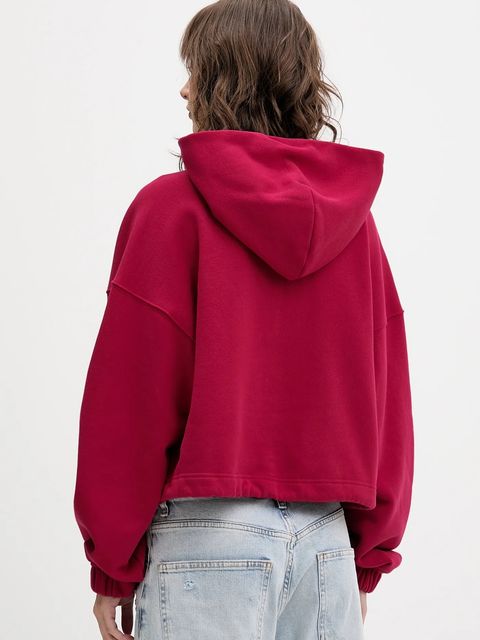 Tommy Jeans bluza bawełniana damska kolor różowy z kapturem z nadrukiem DW0DW21607