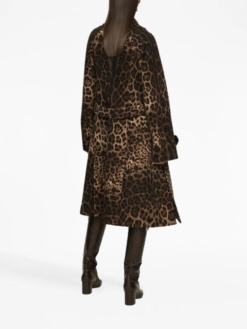 Dolce & Gabbana leopard-print belted single-breasted coat - Brown - zdjęcie produktu nr 2