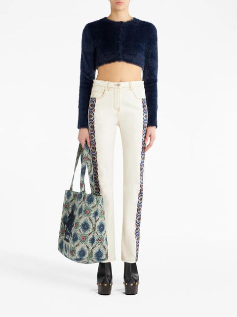 ETRO floral-print cotton jeans - White
