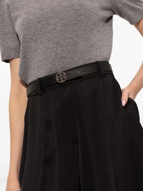 Tory Burch Double T motif-embellished buckle belt - Silver